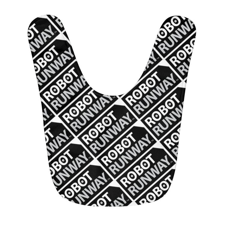 Robot Runway™ Black & White Fleece Baby Bib