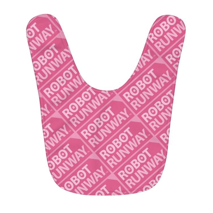 Robot Runway™ Pink Fleece Baby Bib