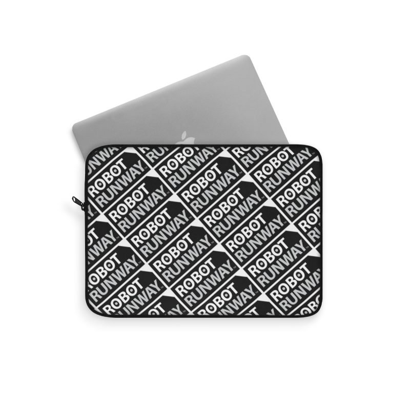Robot Runway™ Black & White Motif Laptop Sleeve - Image 2