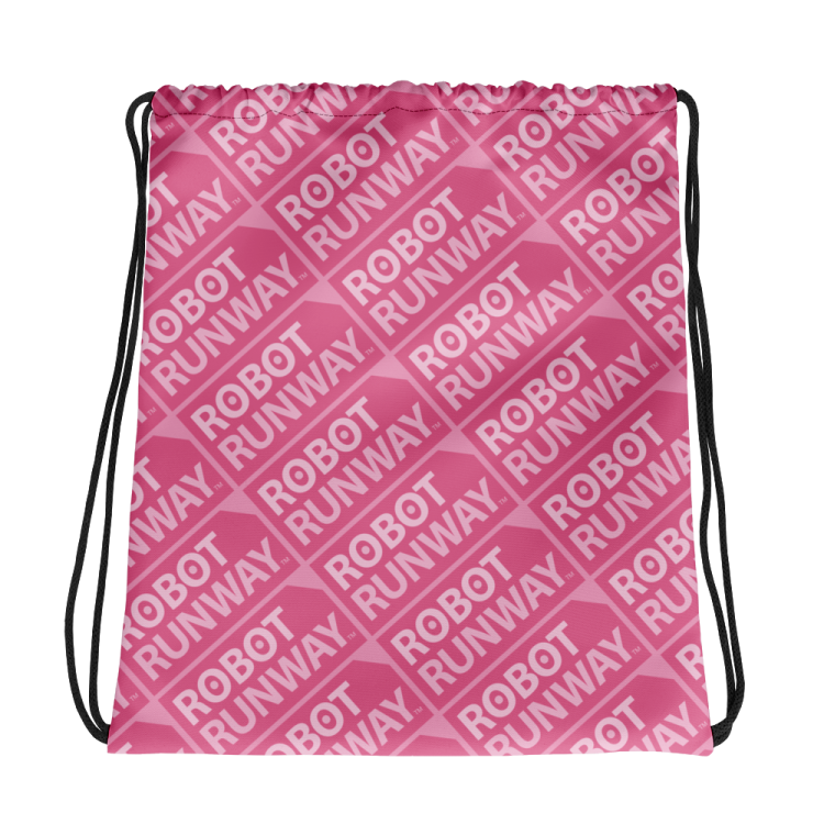 Robot Runway Pink Motif Drawstring bag