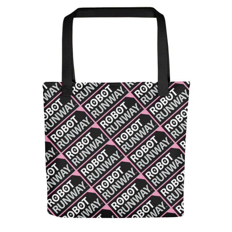 Robot Runway Black-White-Pink Motif Tote bag