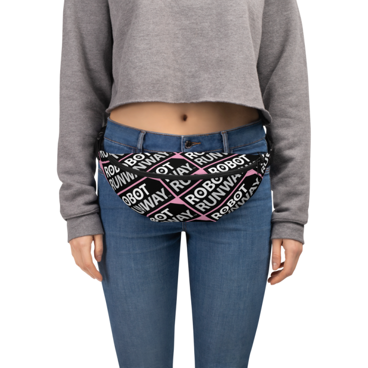 Robot Runway Black White & Pink Motif Fanny Pack