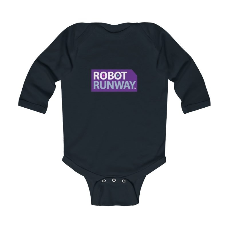 Robot Runway™ Purple Logo Infant Long Sleeve Bodysuit - Image 5