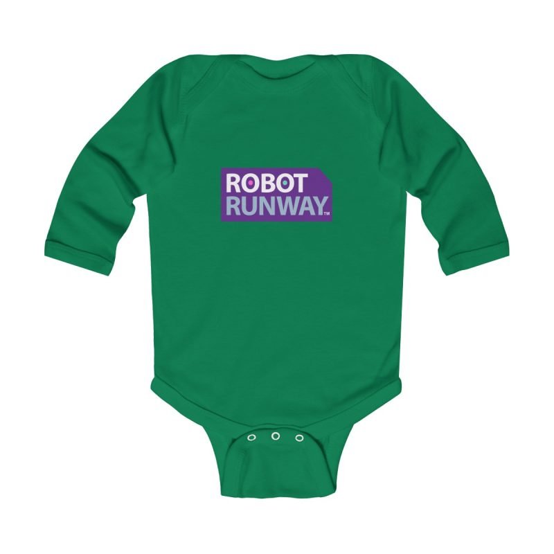 Robot Runway™ Purple Logo Infant Long Sleeve Bodysuit - Image 3