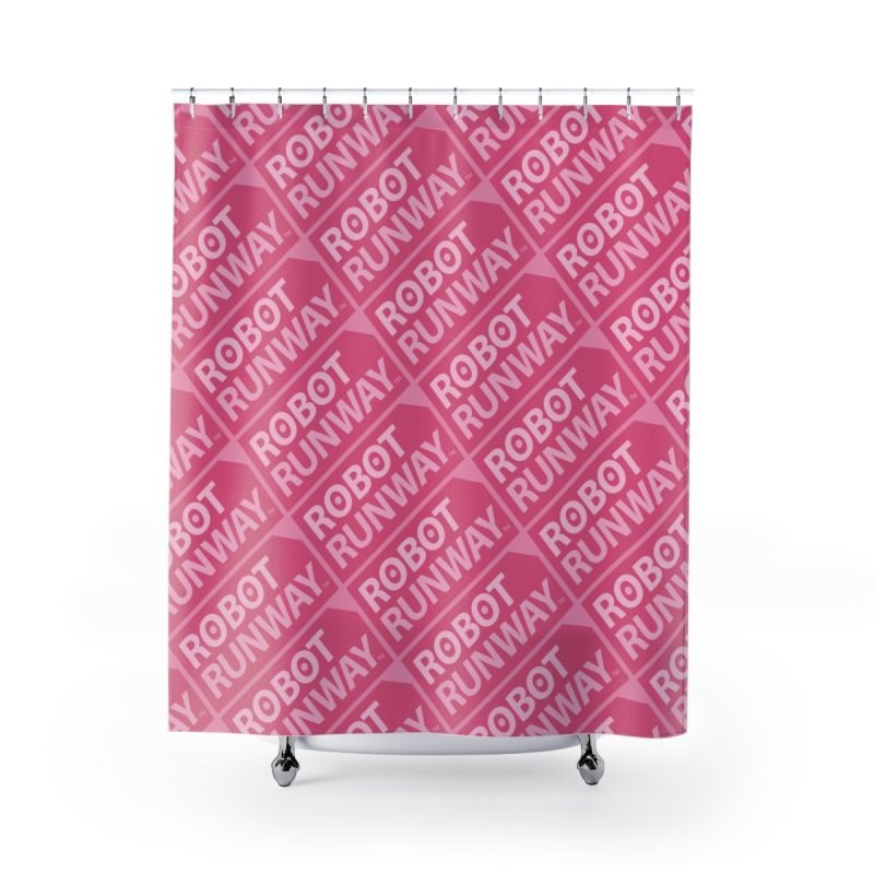 Robot Runway™ Pink Motif Shower Curtains