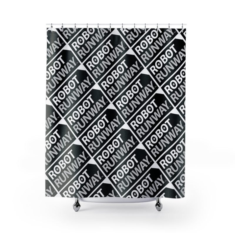Robot Runway™ Black & White Motif Shower Curtains