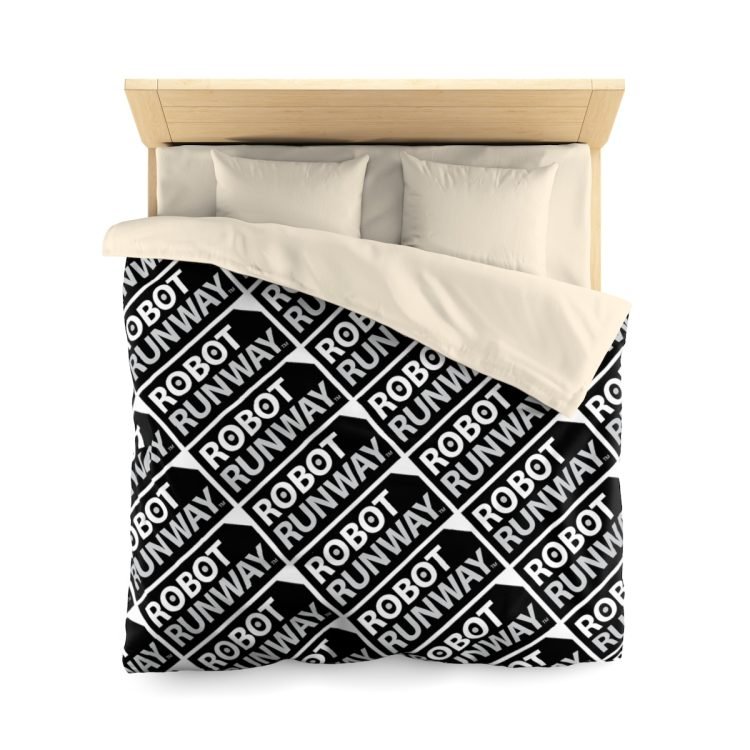 Robot Runway™ Black & White Motif Microfiber Duvet Cover