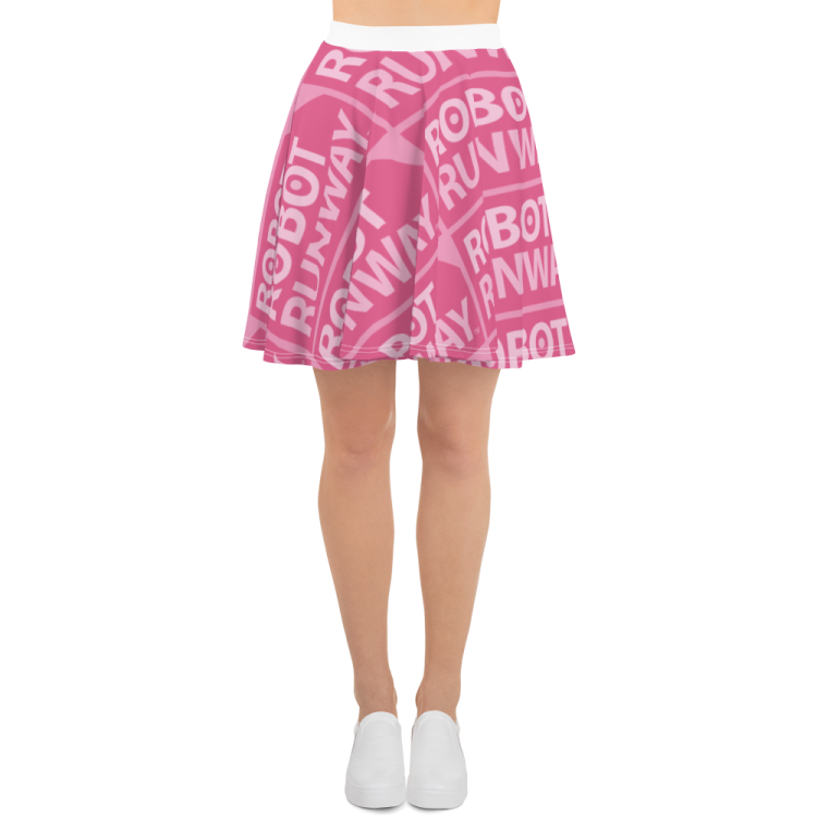 Robot Runway™ Pink Logo Motif Skater Skirt
