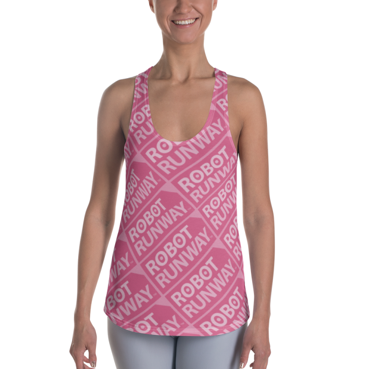 Robot Runway™ Pink Logo Motif Women’s Racerback Tank
