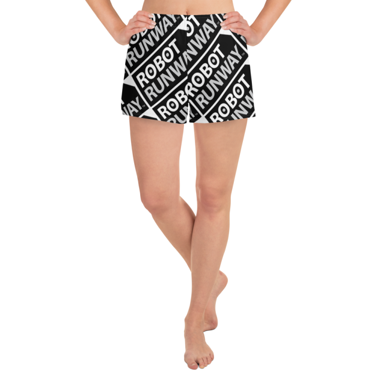 Robot Runway™ Black & White Women’s Athletic Short Shorts