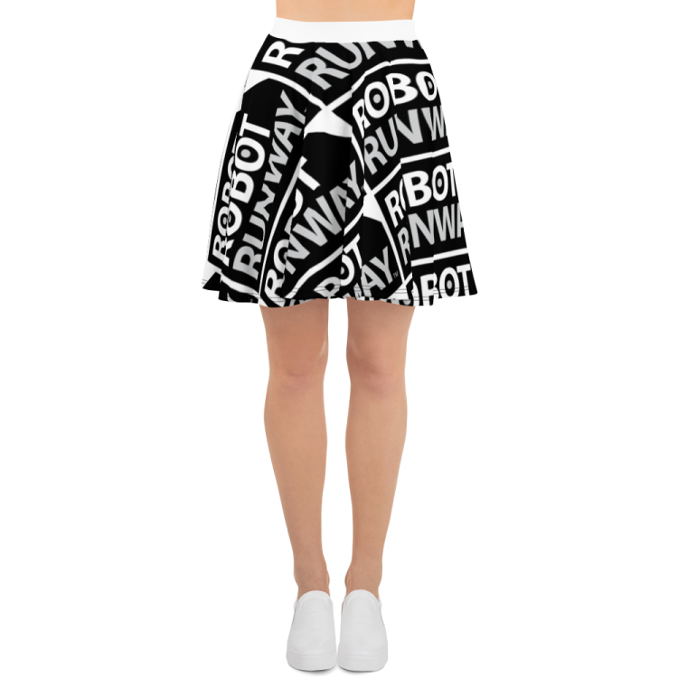 Robot Runway™ Black & White Logo Motif Skater Skirt