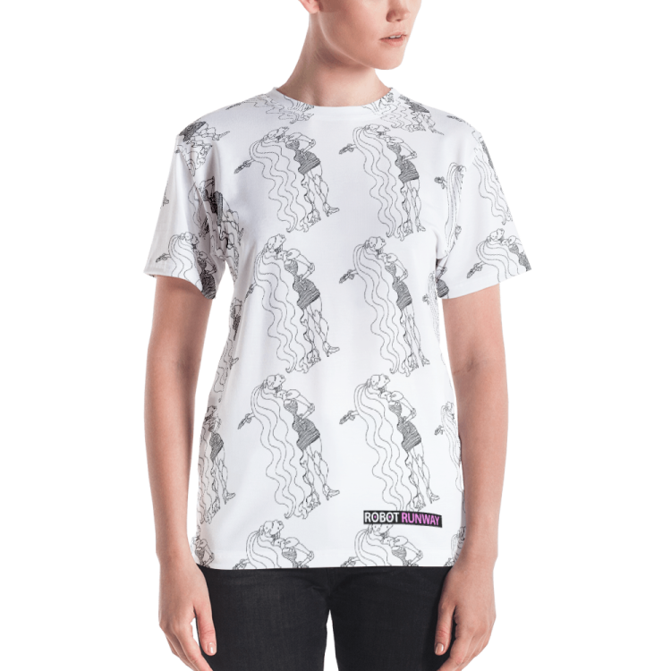 ROBOT RUNWAY LadyBot Black & White Women’s T-shirt