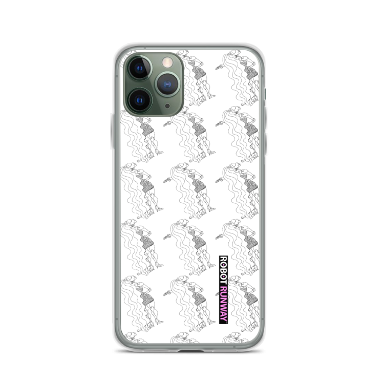 ROBOT RUNWAY Ladybot Black & White Motif iPhone Case