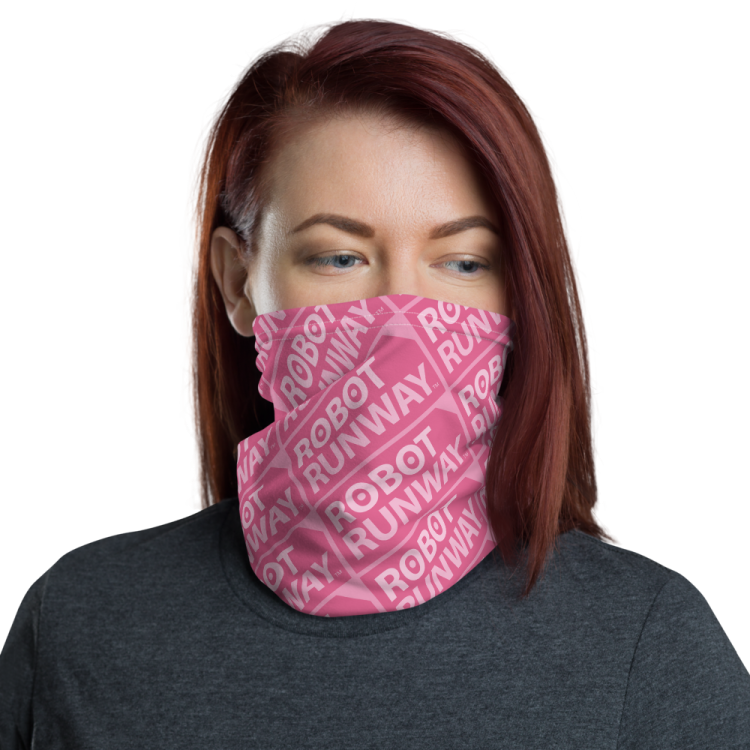 Robot Runway Pink Motif Face Mask Neck Gaiter