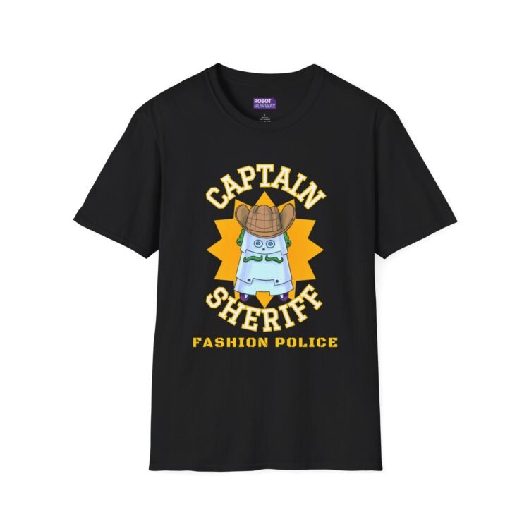 Robot Runway® Captain Sheriff ‘Fashion Police’ T-Shirt — Cute Cowboy Character Graphic Tee