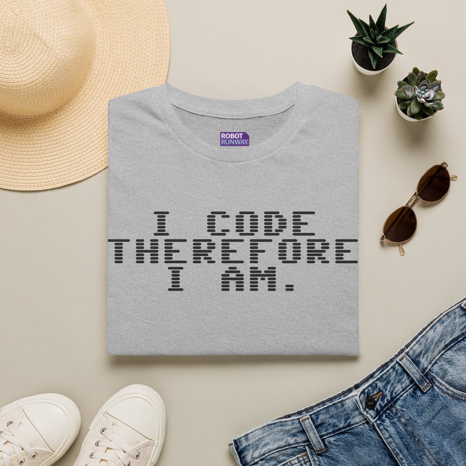 Robot Runway® T-Shirt — Programmer Tee — "I Code Therefore I Am" Graphic T-Shirt - Image 5