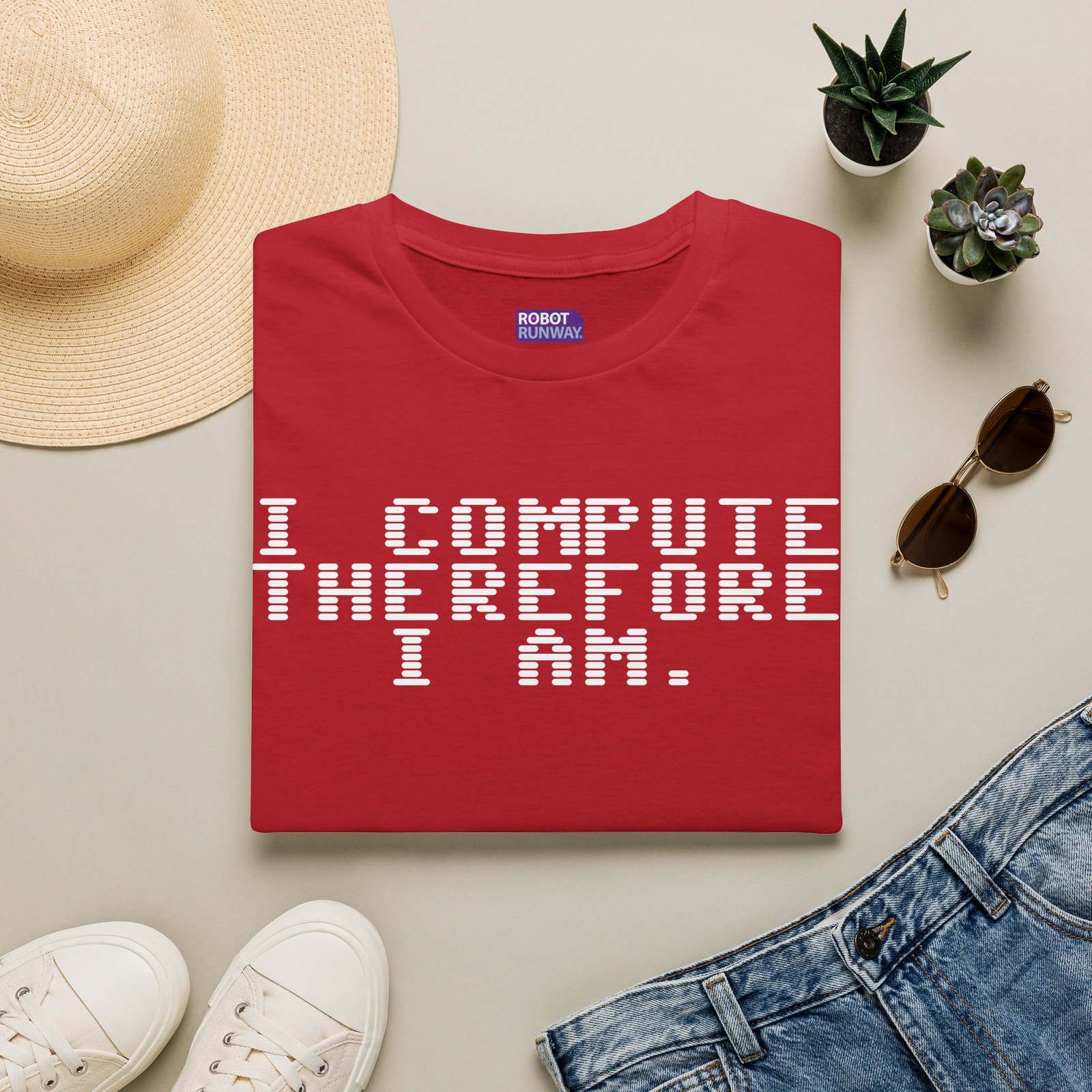 Robot Runway® Computer Science T-Shirt — "I Compute Therefore I Am" Retro Pixel Tee - Image 21