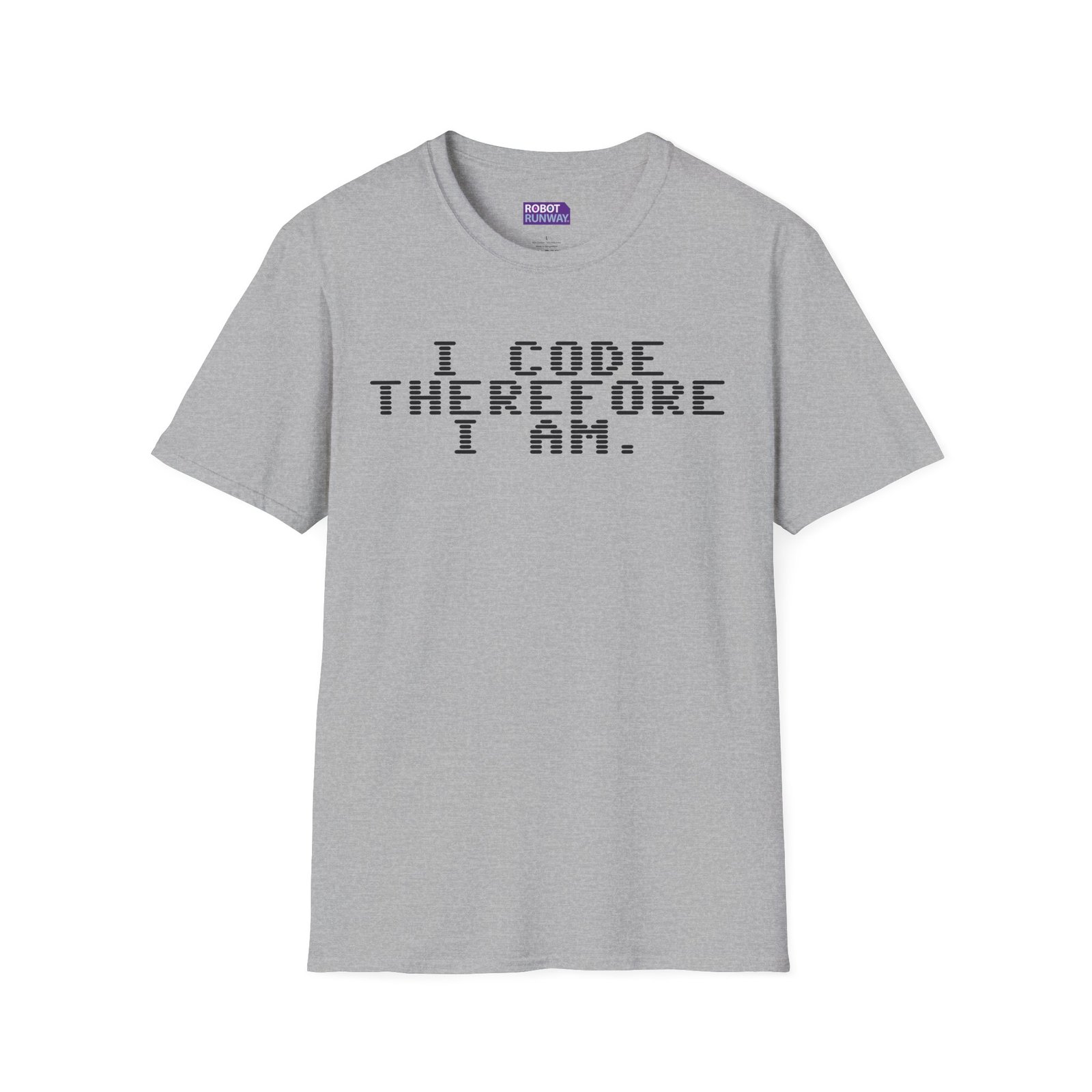 Robot Runway® T-Shirt — Programmer Tee — "I Code Therefore I Am" Graphic T-Shirt - Image 7