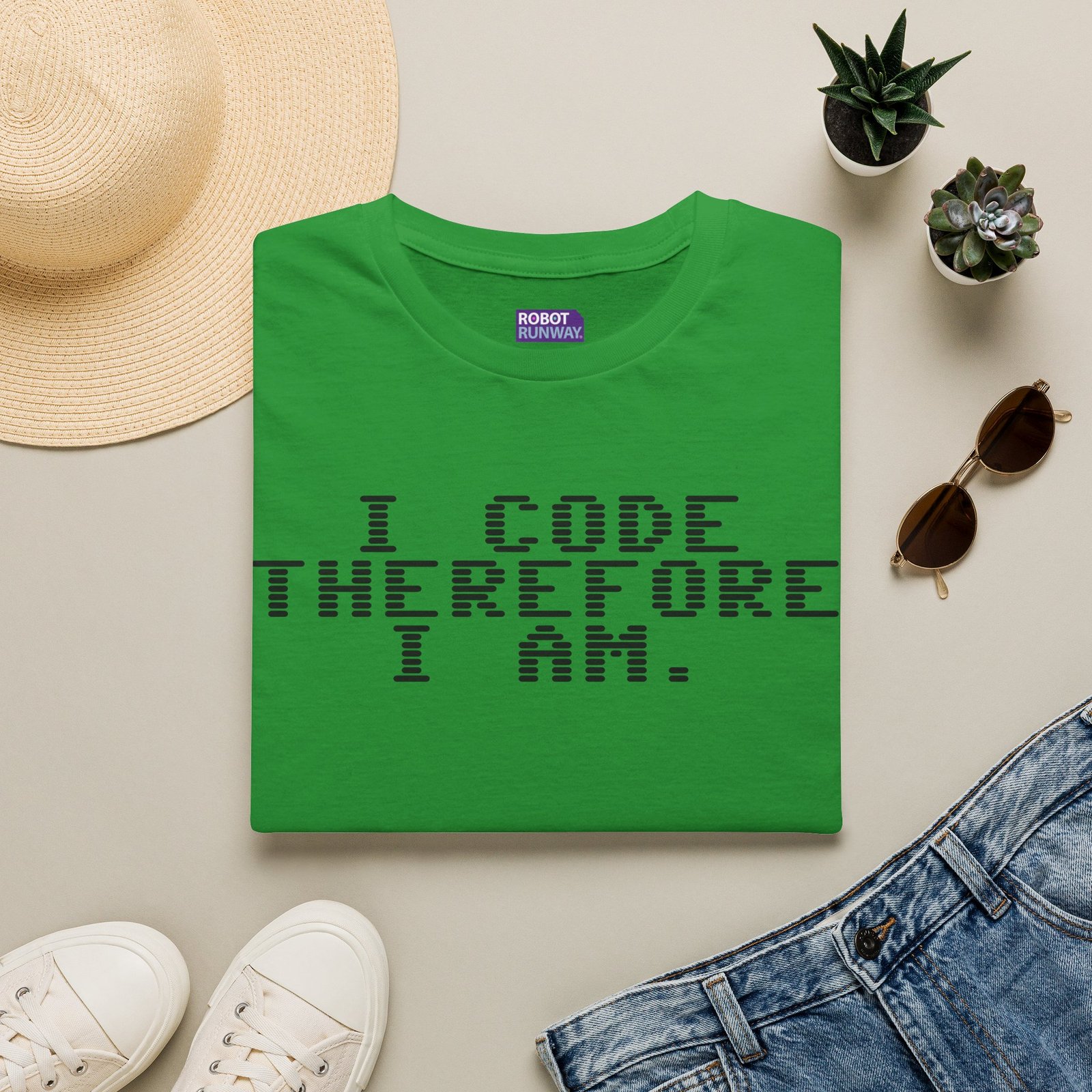 Robot Runway® T-Shirt — Programmer Tee — "I Code Therefore I Am" Graphic T-Shirt - Image 13