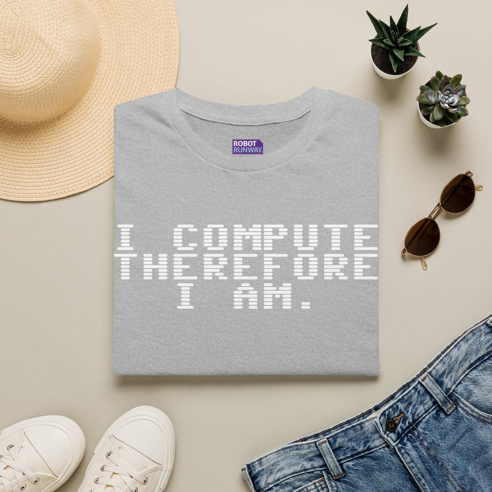 Robot Runway® Computer Science T-Shirt — "I Compute Therefore I Am" Retro Pixel Tee - Image 5